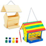 2 Pack DIY Birdhouse & Bird Feeder Painting Kits, Wooden Outdoor Crafts for Kids
