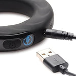 Vibrating & E-Stim Silicone Cock Ring With Remote Control - 1.75In, Black (Ag932)