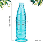 Silicone Sex Toy Anal Plug Realistic Dildo, 9.65 Inch Imitation Mineral Water Bottle Silicone Dildo, Striped Layered Design Experience Double Pleasure (Blue)