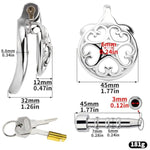 Male Chastity Cage With Catheter And Urine Tray Steel Cock Cage With Heart Shaped Cage Body And Curved Rings Sex Toys Metal Chastity Device With Concealed Lock For Man Penis Restraints (1.96In,A)