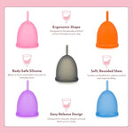 Reusable Menstrual Cup, Medical Grade Silicone Period Cup for Women & Beginners, Eco-Friendly Feminine Hygiene, Leak-Free Comfort for Up to 12 Hours (Small & Large) (Blue, Large)