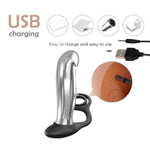10 Mode Metal and Silicone Anal Vibrator with USB Recharge for Men and Women