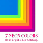 12 x 18 Inch Neon Cardstock, 56 Sheets, 7 Colors, 180 GSM Construction Paper
