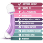 - Blush Noje Delite Mini Vibrator Massage Wand - Rumble Tech Powered With 10 Vibrating Modes - Includes 3 Silicone Attachments For Sensations - Rechargeable Personal Massager For Women