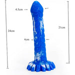 Multi Color Octopus Style Silicone Dildo Colorful Round Head With Suction (Blue+White)