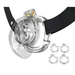 Male Chastity Cage With 4 Different Size Rings And Belt Cock Cage With Hidden Lock For Men'S Penis Bondage Sex Toys Chastity Device Made Of Durable Soft Tpe And Resin Material (Transparent)