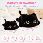 Cute Black Cat Plush Pillow, Kawaii Plushies Black Cat Stuffed Animals, Squishy Plushies, Cuddle Plush Pillow For Kids & Girls (20 Inch)