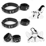 Bdsm Bondage Wrist Thigh Cuffs And Ankle Sex Restraints Set, Sex Toys For Women With Adjustable Leg Straps Handcuffs, Leather 3 In 1 Kit For Couple Beginner Sm Game Play (Dark)