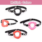 Leather Restraints Ball Mouth Plug Silicone Bondage Ball Gag Open Mouth Gag Ball Gag Black Lips Bdsm Toys Adjustable Strap Adult Toys Silicone Restraint Slave Sm Game For Lover Couple (Bo3)