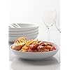 Pasta Bowls, 30oz Salad Bowls White Soup Bowls Large Pasta Serving Bowl Porcelain Pasta Plates Wide and Shallow Bowls Set of 6 Microwave Dishwasher Safe Valentines Day Gift