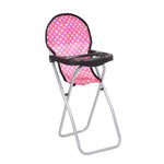 3 Piece Baby Doll Play Set – Polka-Dot Design Pack N Play, Foldable Doll Stroller, High Chair – Fits 18 Inch Dolls – Pretend Play Doll Nursery Accessories Set
