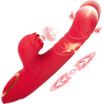 Thrusting Vibrator Dildo Rose Sex Toy For Women - 4 In 1 Thrusting Dildo With 7 Thrusting 5 Tapping 10 Vibrating Modes Clitoral Stimulator G Spot Vibrator Female Adult Sex Toy With Heating Function