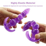 Butt Plugs, 2 Pcs Anal Training Kit Soft Jelly Anal Plug G-Spot Prostate Massager Anus Trainer For Adult Masturbation Sm Beginner Gay Couple Sex Game Play For Men Women Couples(Purple + Pink)