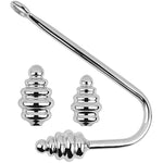 Stainless Steel Metal Backyard Anal Hook Toy Tapered Thread Long Handle Anal Plug Adult Sex Toys