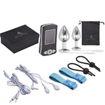 Electric Anal Plug And Penis Ring, Luxury Electric Anal Plug Set 32 Mm And 25 Mm,Electric Shock Butt Plug For Nerve Stimulation, With 2 Pcs Adjustable Electro Sex Cock Rings And Wires