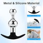 Upgraded Metal Silicone Hybrid Beaded Anal Butt Plug Wearable Anus Vaginal Stick Flexible Anchor Shaped Handle End Odorless Warm Chill Stimulation Men Women Masturbation Outdoor Fetish Sex Toy