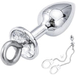 Handcuff Anal Plug Butt Bondage Metal Restraint Fetish Sm Bdsm Adult Sex Toy Long Chains Stainless Steel For Couples And Lover