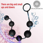 100% Silicone Anal Beads - Anal Trainer Anal Chain, Gradually Increasing Size, Pull Ring Design, 15.7 Inch Length, Anal Plug, Easy To Clean, Bpa And Phthalate Free (Black - 6 Beads)