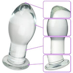 Glass Butt Plug Crystal Tapered Head Anal Plug for Anal Training Stimulation and Expansion Long Neck Mushroom Shaped Adult Sex Toys for Men Women Couples (L)