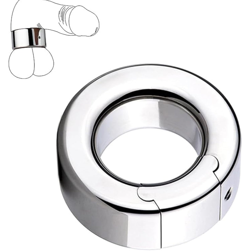 Metal Cock Ring Stainless Steel Heavy Penis Rings Chastity Device Locking Sperm Glans Ring For Enhance Male Long-Lasting Erection Ability Sex Toy. (S)
