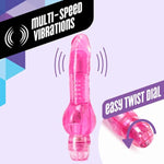 Mr. Right Now - Petite 6.5 Inch Curved Vibrating Dildo - Strong Tunable Vibrations - Soft 1" Slim Shaft - Ipx7 Waterproof For Bath Time Play - Beginners Sex Toy For Women - Clear Pink