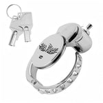 Adjustable Chastity Cage Male Sex Toys Metal Cock Cage Adjustable 7 Sizes Breathable Flat Penis Cage With Push Lock Stainless Steel Chastity Device For Bondage Of A Man'S Penis (D)