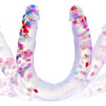 19.7*1.7 Inch Silicone Extra Thick Double Headed Confetti Dildo, Huge Giant Realistic Colored Jelly Clear Double Ended Dildo Giant Toy, Long Penis Double Sided Dildo Anal Sex Toy For Women Gay Lesbian