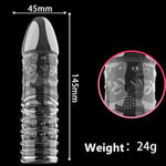 Transparent Male Condoms with Crystal Sleeve Design - Pack of 4