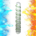 Double Ended Crystal Dildo Butt Plug - Glass Pleasure Wand With Raised Swirl Texture - 7 Inch G Spot Stimulator For Men Women