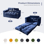 Convertible Sofa Bed, Pull Out Loveseat Sleeper Sofa, Folding Couch Bed With Pillows For Living Room, Navy
