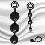 Inflatable Silicone Anal Plug With Cock/Penis Ring, Anal Balls Sex Toys With Spots On & Steel Beads In For More Vagina & Anus Stimulation Adult Anal Sex Toy (Triple Beads)