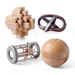4Pcs Wooden And Metal Puzzles Gift For Kids And Adult Educational Toys Office Toys 3D Unlock Interlock Assorted Brain Teasers Puzzles