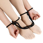 Handcuffs 2Pcs Bdsm Bondage Ropes Ankle Cuffs Restraints Adjustable Jewelry Rope Bracelet Sex Toys Shibari Cotton Ropes Beginner Fetish Adult Game For Women (Black)