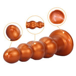 Liquid Silicone Anal Beads Butt Plug Suction Cup Dildo G-spot Massager Vaginal Stimulation Thick Anal Sex Toys for Men Women with 4 Massage Beads (S)