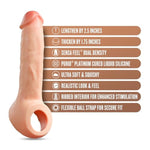 Blush Performance Plus Thrive 8.75” Penis Extender Sleeve W/Ball Strap - Adds 2.5” Length & 1.75” Girth - Dual Density Liquid Silicone, Body-Safe - Ultra Realistic Cock Sheath Toy For Men - (Beige)