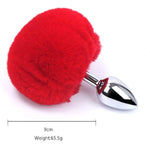 Set Of 4 Pieces Fluffy Bunny Tail Stainess Steel Anal Butt Plug Rabbit'S Tail Adult Sex Toy For Couples Adults