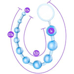 Basic Beads - 12 Inch Non Porous Body Safe Anal Beads - Graduated Anal Chain Beads Up To 1" Maximum Width - Beginners Anal Play Toys For Men Women Couples - Clear Blue