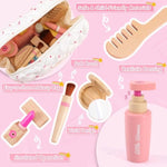 Wooden Makeup Toy Set For Girls: Pretend Makeup Play Set For Toddlers 3-5 - Kids Makeup Set With Eyeshadow/ Mascara/ Mirror/ Bag - Gifts Toys For 3 4 5 6 7 8 Years Old Kids Children