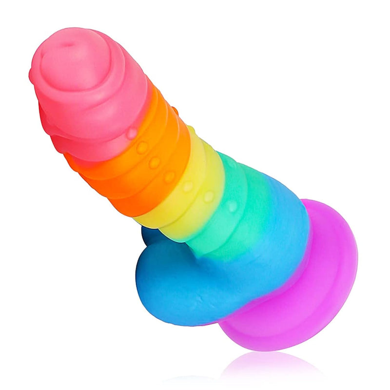 Realistic Dildo Rainbow Color Penis With Suction Cup Liquid Silicone Prostate Massage G-Spot Vaginal Stimulator Anal Sex Toy For Male Female Masturbation