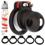 French Adjustable Chastity Belt Men Cock Cage Python-60 By , 5 Rings, Black