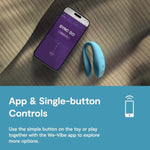 Sync Go Couples Vibrator With Travel Case | Wearable Vibrating Couples Adult Sex Toy | App Controlled G Spot & Clitoris Stimulator | Dual Stimulation With 10 Speeds | Rechargeable | Turquoise