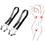 Body Bondage Clit Clamp With Spreader Straps, Strength Adjustable Labia Clamps Nipple Clamps For Adults Extreme Love, Sm Sex Toys For Couples Flirt Play Fetish Cosplay