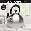 Stewart Whistling Stovetop Tea Kettle Food Grade Stainless Steel, Hot Water Fast to Boil, Cool Touch Folding, 1.5-Quart, Brushed with Black Handle