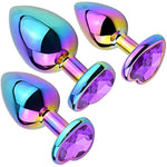 Anal Plugs Anal Trainer Kits Set Colorful Metal Butt Plug Heart Shape Jewelry Anal Sex Toys For Beginners Advanced Users