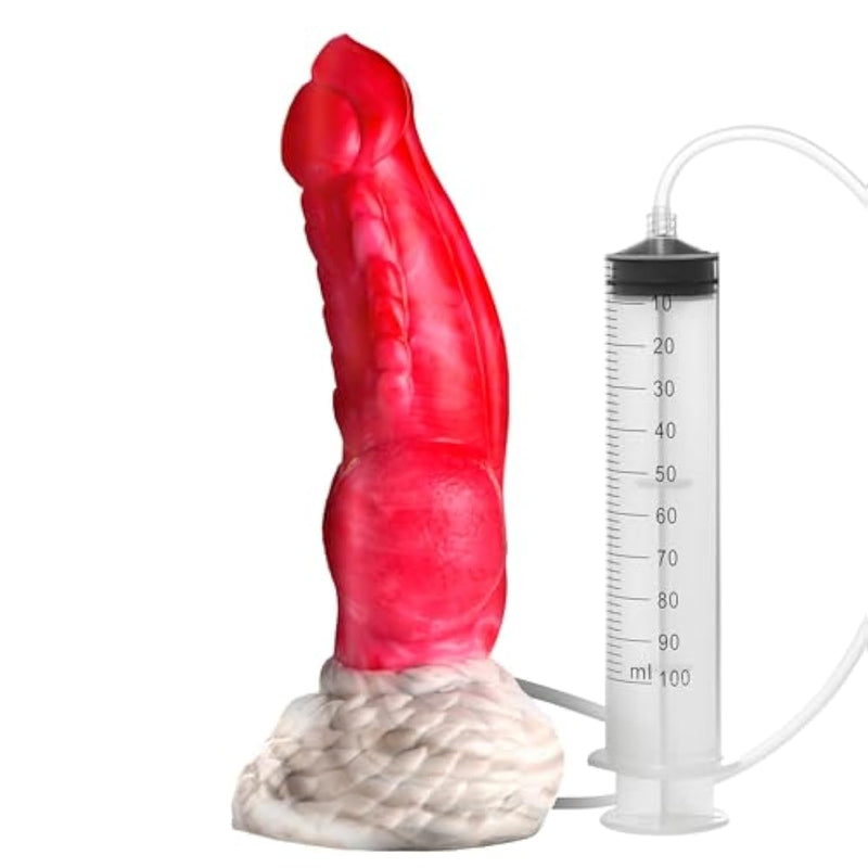 Resurrector Phoenix Squirting Silicone Dildo For Men, Women & Couples. Fantasy Creature. Strong Suction Cup Base & Stimulating Textures, 2 Pieces, Red & White.