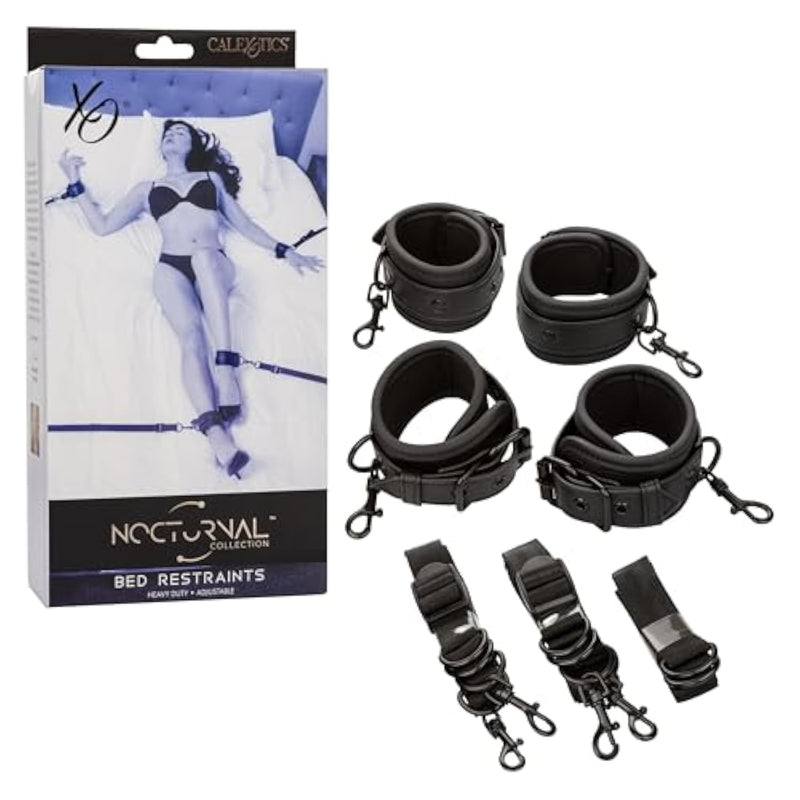Nocturnal Collection Bed Restraints, 4 Fully Adjustable Cuffs And 4 Tethers, Perfect Bondage Gear & Accessories And Bdsm Toys - Se-2678-30-3