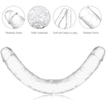 15 Inch Double Ended Dildo,Realistic Penis Flexible Double Dong Adult Sex Toys For Lesbian,Super Long Clear Jelly Dildos With Veins And Glans