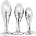 Metal Anal Plug With Bulbous Shaft | Increase Sensations | Graduated Sizes | Flared Base | Interchangeable Jewel | Temperature Play | Easy To Clean | Adult Toy Storage Bag | Ultimate Anal Pleasure