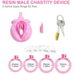 Chastity Cage For Men Cock Chastity Lock With 4Rings, Pink Resin Chastity Device For Male Penis Exercise Cage?Light And Unobtrusive 80G (Pink)