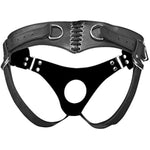 Bodice Corset-Style Strap-On Harness | Vegan Leatherette With Back Lacing, Hip Buckles & Metal O-Ring | Adjustable Fit For Women, Men & Couples | Fits 1.65” Diameter Toys | 43” Max